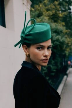 Mayfair Pillbox Hat -Lock & Co Hatters Sales MAYFAIR PILLBOX HAT GREEN LIFESTYLE SHOT 2