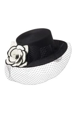 Novak Black Veiled Boater -Lock & Co Hatters Sales NOVAK