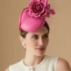 Rose Bud Pink Leather Percher Hat