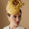 Rose Bud Yellow Leather Percher Hat