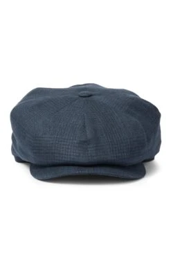 Tremelo Linen Navy Check Bakerboy Cap -Lock & Co Hatters Sales TREMELO LINEN NAVY CHECK BAKERBOY CAP Product Shot 2